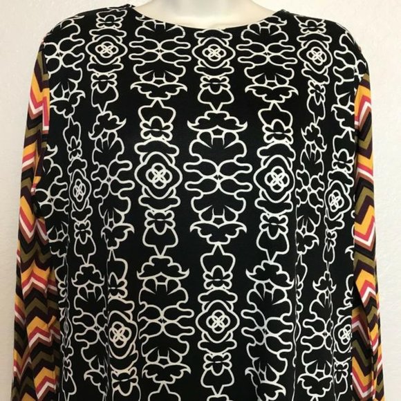 Black & White Zig Zag Long Sleeve Shift Dress XS - Picture 9 of 10